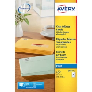 Etichette poliestere trasparenti opache AVERY QuickPEEL? 63,5x38,1 mm - 21 et/foglio - inkjet conf. 25 ff J8560-25