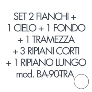 Set 2 fianchi+1 cielo+1 fondo+1 tramezza +3 piani corti+1 piano lungo per armadio Tecnical 2 BA-90-TRA bianco 805141163071