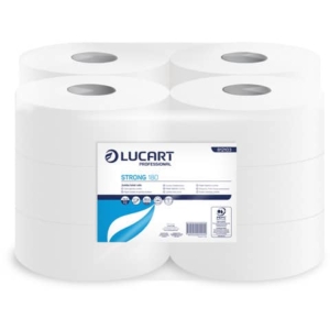 Carta igienica Lucart Strong 180 m mini jumbo 2 veli 12 rotoli da 486 strappi - 812103U