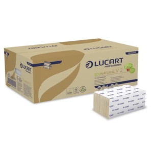 Asciugamani piegati a ''V'' Lucart EcoNatural V2 2 veli avana 20 conf. da 190 pezzi - 863044