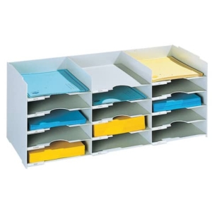Schedario portacorrispondenza Paperflow componibile a 15 cassetti grigio 67x30,4x31,3 cm - K421302