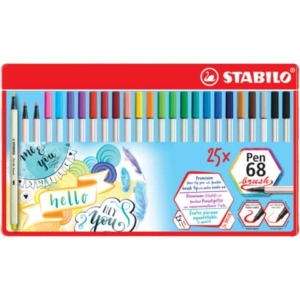 Pennarello Stabilo Pen 68 brush - punta a pennello M conf. 25 colori assortiti 1 mm - 568/25-321