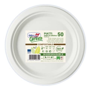 Piatti frutta monouso biodegradabili Dopla Green Ø 17,5 cm polpa di cellulosa bianco  conf.50 - 7758