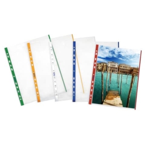 Buste a perforazione universale goffrate FAVORIT A4 banda blu - linear conf. 10 pezzi - 100460032