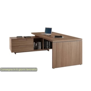 Scrivania manageriale ciliegio arabis 195x170x74 cm gamba a pannello con mobile portante linea Flora - 901RIT/K