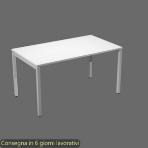 Scrivania piano bianco 140x80xH.72,5 cm gamba a ponte in metallo grigio linea Presto Venere Plus  Artexport - 662/3