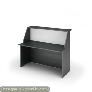 Bancone reception nero venato frassino-bianco -140x76xH.117 cm in melaminico Musa Artexport - 2824-B14/83