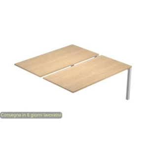 Postazione aggiuntiva doppia Bench rovere 140x168x72,5 cm gamba a ponte in metallo bianco Bridge BENCH14-S/C-AM