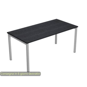 Scrivania piano nero venato  frassino 160x80xH.72,5 cm  gamba a ponte metallo grigio linea Presto Venere Plus - 663/8