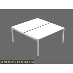 Bench doppio piano bianco 160x168xH.72,5 cm gamba a ponte in metallo grigio alluminio Bridge Artexport BENCH16/3-AA