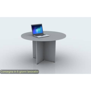 Tavolo riunione rotondo grigio Ø120xH.72 cm gamba a pannello in melaminico in tinta linea Presto 60121/9