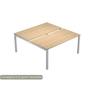 Bench doppio piano rovere 180x168xH.72,5 cm gamba a ponte in metallo grigio alluminio Bridge Artexport BENCH16/J-AA