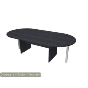 Tavolo riunione ovale nero venato frassino 220x110xH.72 cm gamba a pannello in tinta linea Presto TR-220/8