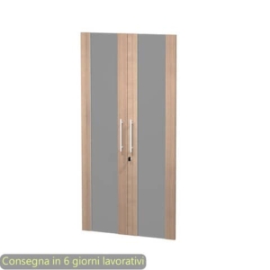 Coppia ante medie in vetro fumè e melaminico ciliegio arabis 80x153,8 cm con serratura Flora Artexport - 91074M/K