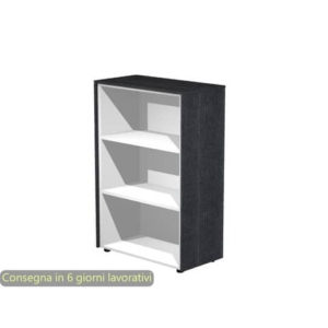 Mobile a giorno medio singolo top nero venato frassino 83x43x119,8 struttura grigio alluminio Flora Artexport 935/8