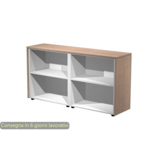 Mobile a giorno basso doppio top ciliegio arabis 163x43x81,4 cm struttura grigio alluminio Flora Artexport 930C/K