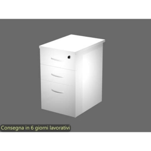 Cassettiera alta bianca 2 cassetti + 1 classificatore 44x60x73 cm complanare alle scrivania - montata - linea Flex