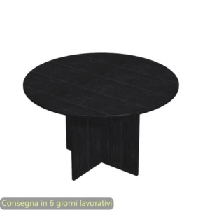 Tavolo riunione rotondo nero venato frassino Ø120xH.72 cm gamba a pannello melaminico in tinta linea Presto60121/8