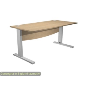 Scrivania piano rovere 120x80xH.73 cm con Modesty Panel gamba a L in metallo grigio alluminio Flex URB/V-120 + MOD/C