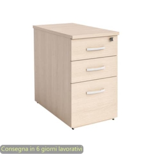 Cassettiera alta rovere 2 cassetti + 1 classificatore 44x80x73 cm complanare alle scrivania - montata - Flex CA80/C