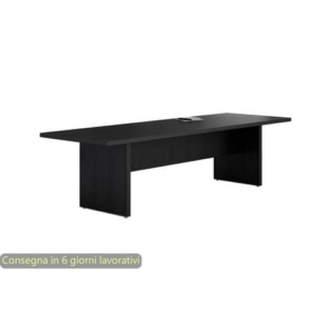 Tavolo riunioni nero venato frassino 220x100x74 cm gamba a pannello in tinta linea Flora Artexport - 905/8