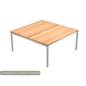 Scrivania Bench doppia piano faggio 140x164x72,5 cm gamba a ponte in metallo grigio Presto Venere Plus - 662B-NOPAR/6