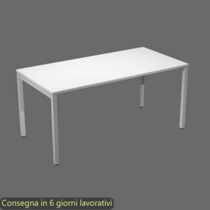 Scrivania piano bianco 180x80xH.72,5 cm gamba a ponte in metallo grigio linea Presto Venere Plus  Artexport - 665/3