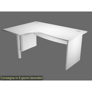Scrivania ad angolo Compact piano bianco 180x120xH.73 cm gamba a pannello in melaminico + supporto metal lato sinstro