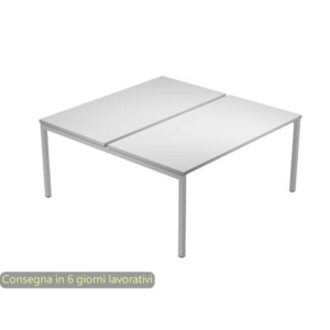 Scrivania Bench doppia piano grigio 160x164x72,5 cm gamba a ponte in metallo grigio Presto Venere Plus - 663B-NOPAR/9