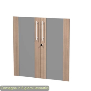 Coppia ante basse in vetro fumè e melaminico ciliegio arabis 80x77 cm con serratura Flora Artexport - 91068M/K