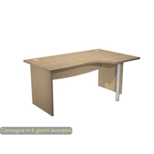 Scrivania ad angolo Compact piano rovere 180x120xH.73 cm gamba a pannello in melaminico + supporto metal lato destro