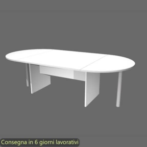 Tavolo riunione ovale bianco 220x110xH.72 cm gamba a pannello in tinta linea Presto Artexport - TR-220/3
