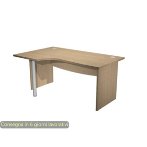 Scrivania ad angolo Compact piano rovere 160x120xH.73 cm gamba a pannello in melaminico + supporto metal lato sinstro