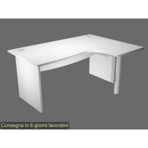 Scrivania ad angolo Compact piano bianco 160x120xH.73 cm gamba a pannello in melaminico + supporto metal lato destro