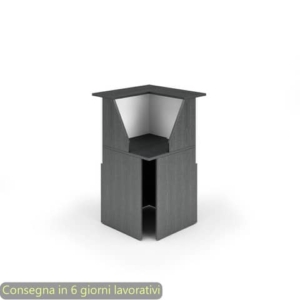 Bancone reception angolare 90° nero venato frassino-bianco 76x76xH.117 cm in melaminico Musa Artexport - 2824-COR/83