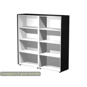 Mobile a giorno alto doppio top nero venato frassino163x43x158,2 cm struttura grigio alluminio Flora Artexport 937C/8