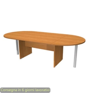 Tavolo riunione ovale noce chiaro 220x110xH.72 cm gamba a pannello in tinta linea Presto Artexport - TR-220/4