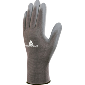 Guanti da lavoro Delta Plus in maglia di poliammide con palmo in poliuretano grigio taglia 10 - VE702GR10