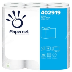 Carta igienica microincollata Papernet 180 strappi - 2 veli Conf. 18 pezzi - 402919