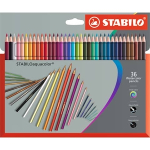 Matite colorate acquerellabili Stabilo aquacolor® astuccio in cartone assortiti Conf. 36 pezzi - 1636-7