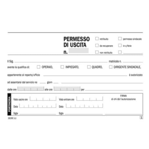 Blocco permessi di uscita Data Ufficio 10x16,8 cm - 50x2 copie autoricalcanti DU1626C0000