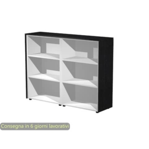 Mobile a giorno medio doppio top nero doppio 163x43xH.119,8 cm top e fianchi grigio alluminio Flora Artexport 935C/8