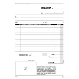 Blocco ricevute sanitarie registro degli onorari Data Ufficio 21,5x14,8 cm 50x2 copie autoricalcanti - DU165470000