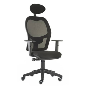 Sedia operativa girevole Unisit Hubble HUHUPG con poggiatesta - rivestimento ecopelle nero + braccioli HUHUPG/BR/KN