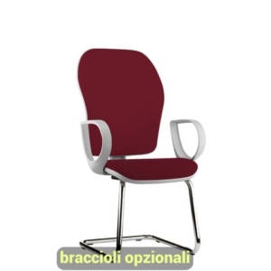 Sedia operativa interlocutore su slitta Unisit Hubble Grafix HUHUSGR schienale rete nero - sedile ignifugo bordeaux