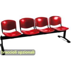 Panca 4 posti attesa Unisit Dado D54P - rivestimento ignifugo rosso D54P/IR