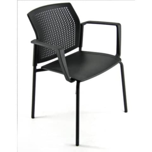 Sedia visitatore a 4 gambe Unisit Login LGSPBR - schienale in rete - PPL nero con braccioli conf. 2 pezzi LGSPBR/2/NE