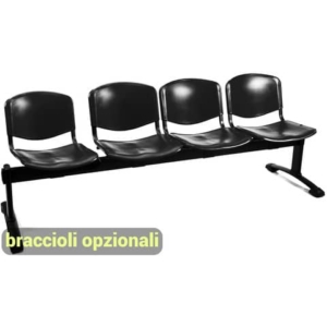 Panca 4 posti attesa Unisit Dado D54P - rivestimento ignifugo nero D54P/IN