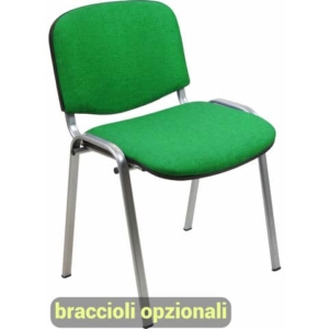 Sedia visitatore 4 gambe Unisit Dado D5G acciaio grigio - rivestimento eco verde - Conf. 2 pezzi - D5G/2/EV