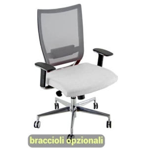 Sedia semidirezionale girevole Unisit Concept COT - schienale in rete - rivestimento pelle bianco - COT/PQ